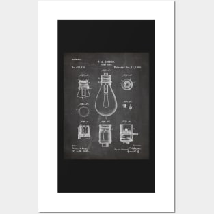 Edison Lamp Patent - New Homeowner Housewarming Décor Art - Black Chalkboard Posters and Art